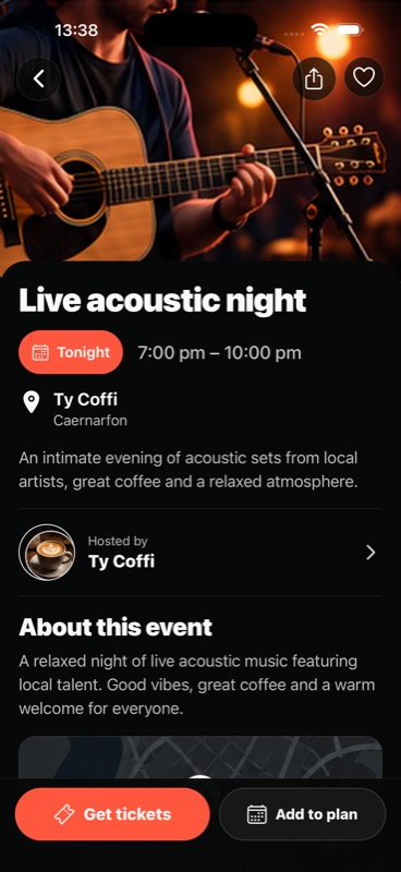 Yma event detail screen
