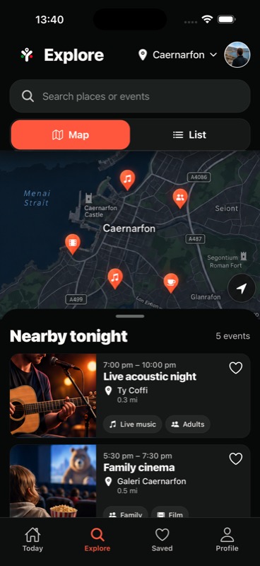 Yma Explore map screen
